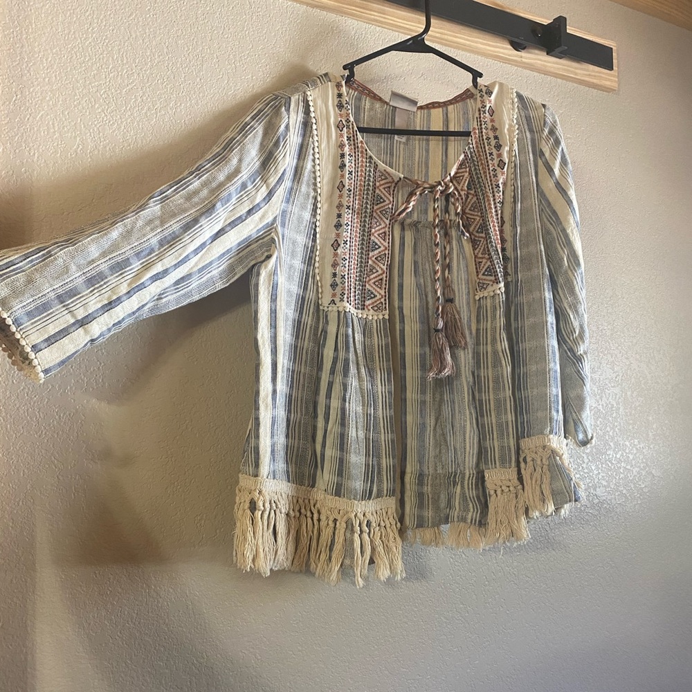 Knox rose boho Fringe kimono